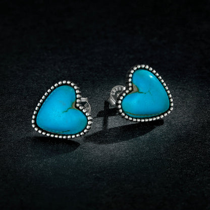 925 Sterling Silver Oxidized Turquoise Earrings for Women