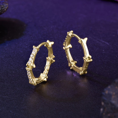 925 Silver Gold Plated Pavé CZ 1.6 x 0.3 cm Hoop Earrings for Women
