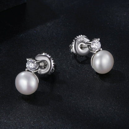 925 Sterling Silver Moissanite 0.1ct Freshwater Pearl Earrings for Women