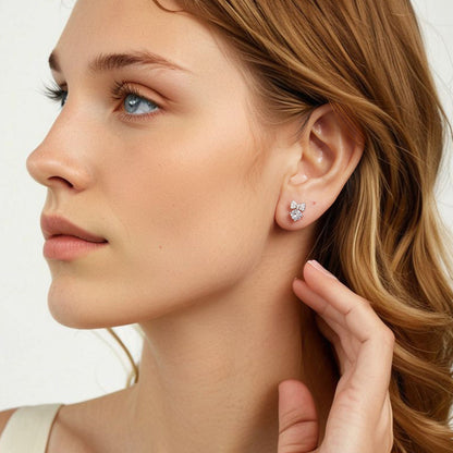 925 Sterling Silver Earrings with CZ and White Gold Plating for Women