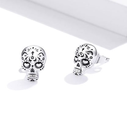 S925 Oxidized Silver Earrings Size 1*0.7cm for Women