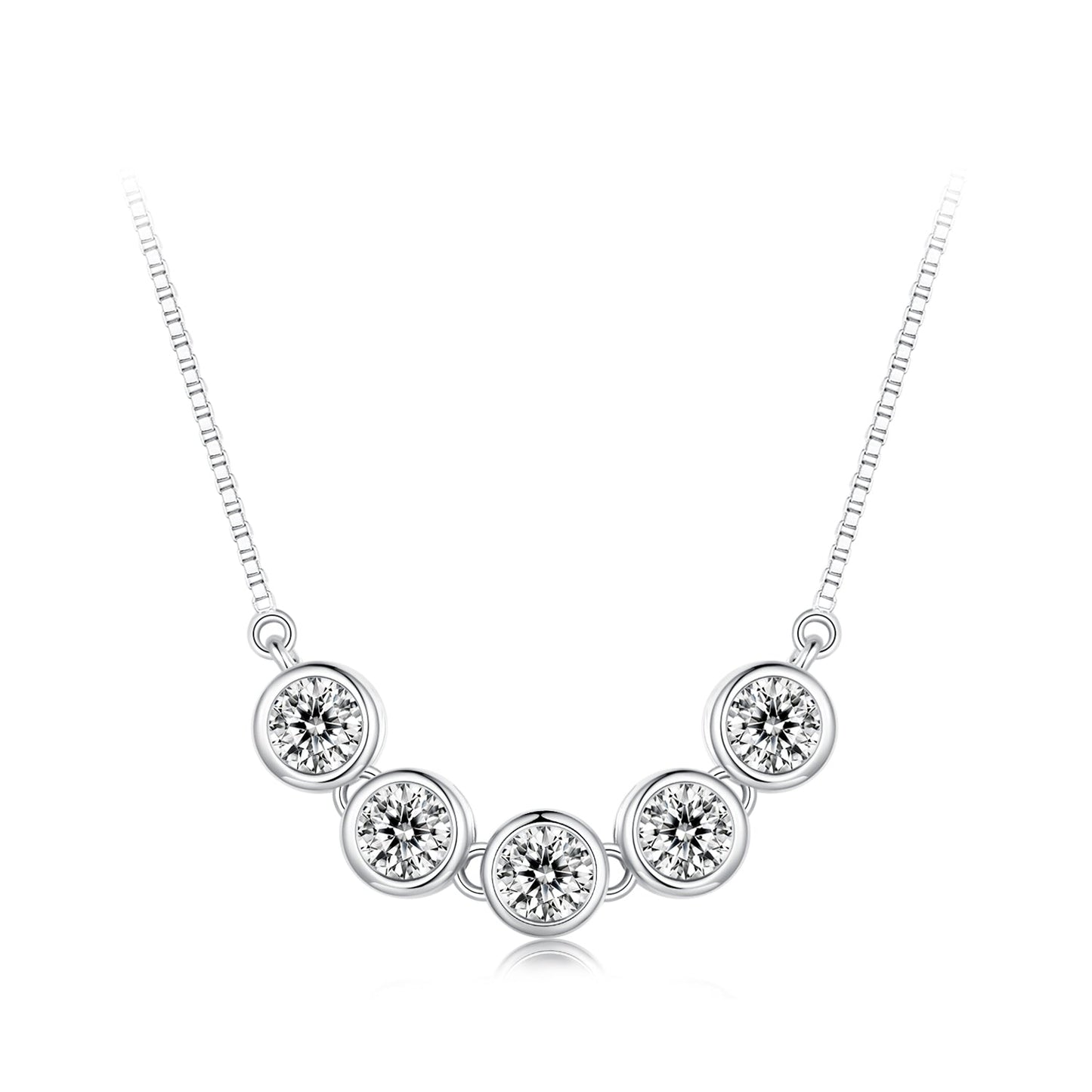 925 Sterling Silver 4mm Moissanite Plated Platinum Necklace for Women