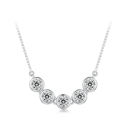 925 Sterling Silver 4mm Moissanite Plated Platinum Necklace for Women