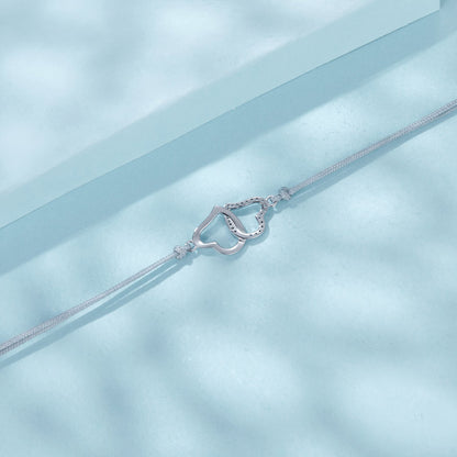 925 Sterling Silver Bracelet with Pavé Setting CZ, 170+50mm Length, White Gold Plated for Women