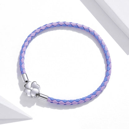 925 Sterling Silver Oxidized Silver Leather 17cm Bracelet