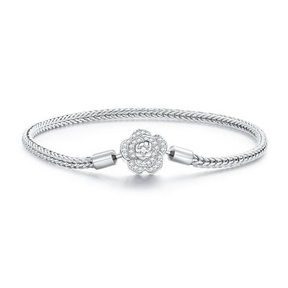 925 Sterling Silver Bracelet with Pavé Setting CZ, 17cm for Women