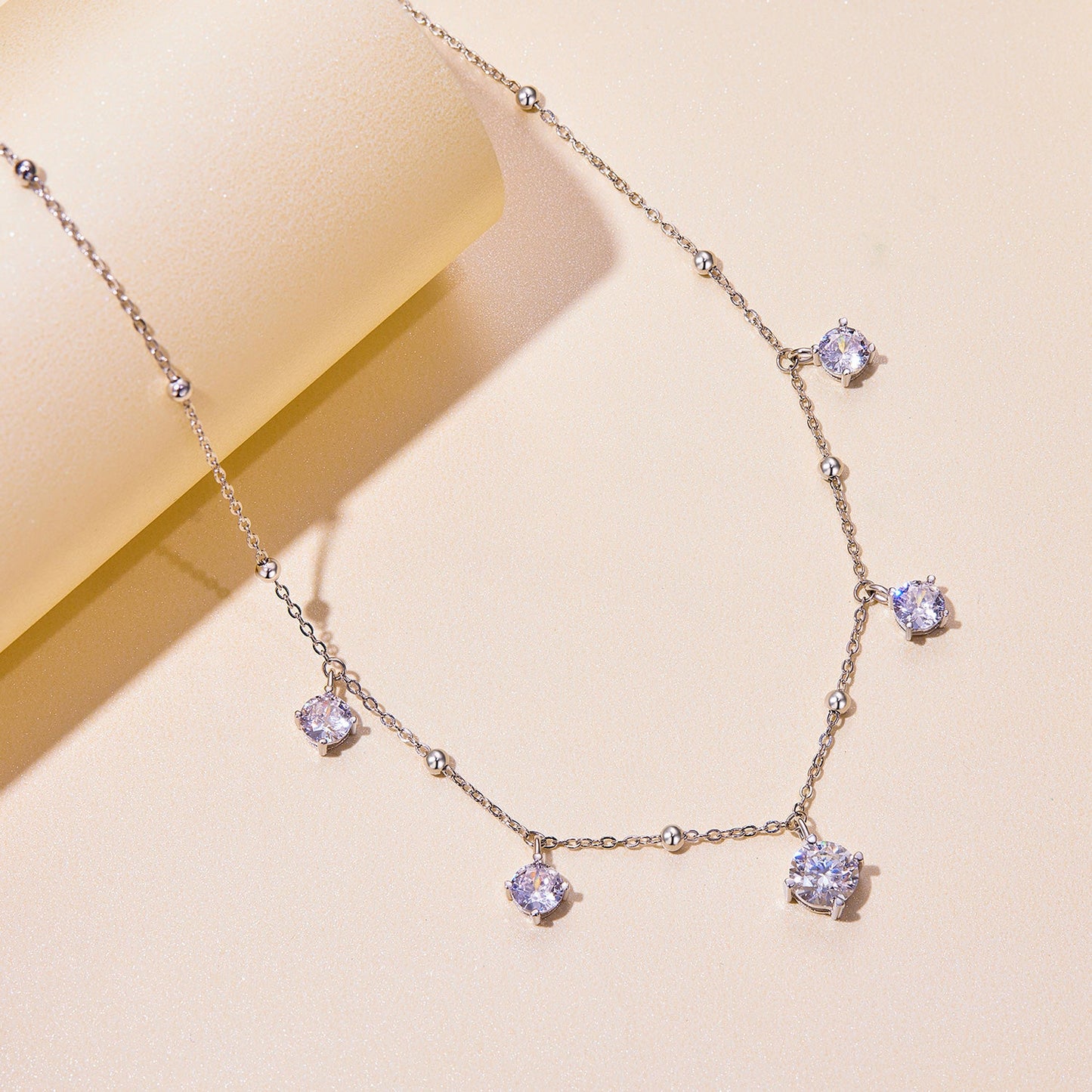 925 Sterling Silver 5.0mm Moissanite Necklace for Women