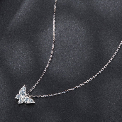 925 Sterling Silver Plated White Gold Moissanite Necklace 40+5cm for Women