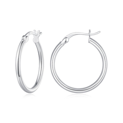925 Sterling Silver Plated Platinum Earrings 24x2mm for Women