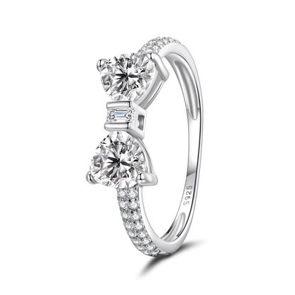 925 Sterling Silver White Gold Plated 1.2cm Pendant Ring Size 6 for Women