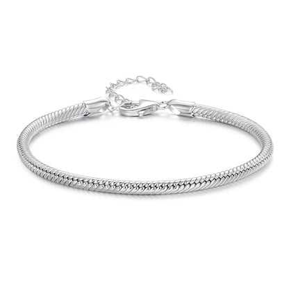 925 Sterling Silver Plated Platinum Bracelet with Adjustable Length for Women