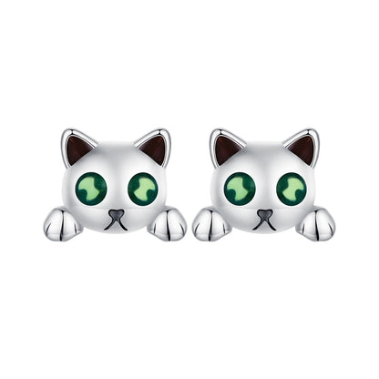 925 Sterling Silver Earrings with Enamel in Oxidized Finish