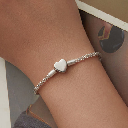 925 Sterling Silver Bracelet 17cm Heart-shaped 1.0cm for Women