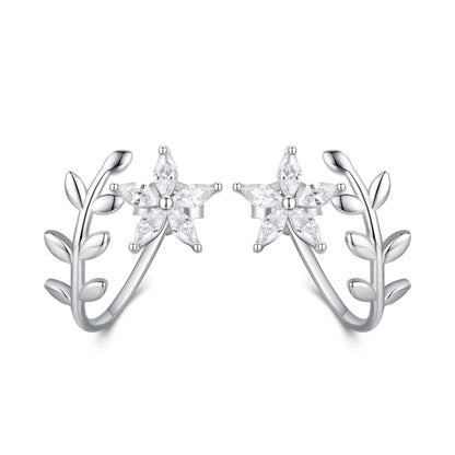 925 Sterling Silver Plated Platinum Earrings with CZ