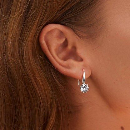 925 Sterling Silver Earrings with Pavé Setting and Platinum Plating