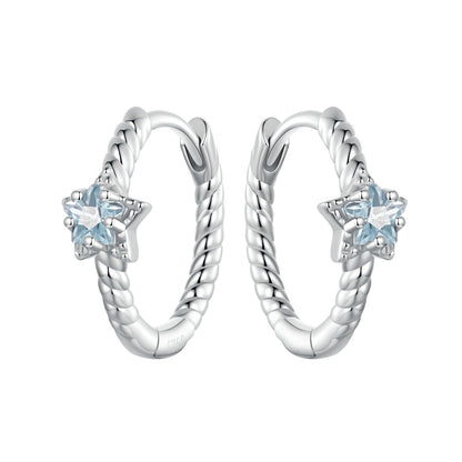 925 Sterling Silver Earrings with CZ and White Gold Plating, 1.3cm for Women