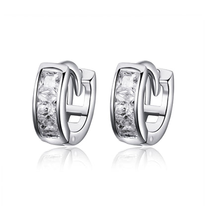 925 Sterling Silver Plated Platinum Pavé Setting CZ Earrings