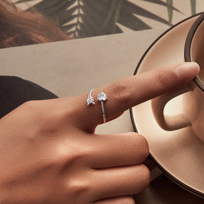 925 Sterling Silver Oxidized Pavé Setting CZ Ring