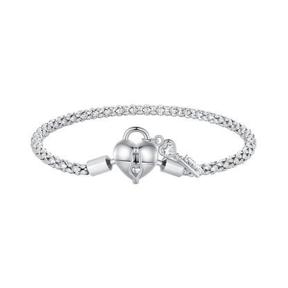 925 Sterling Silver Pavé Setting CZ Bracelet Size 17.0 for Women