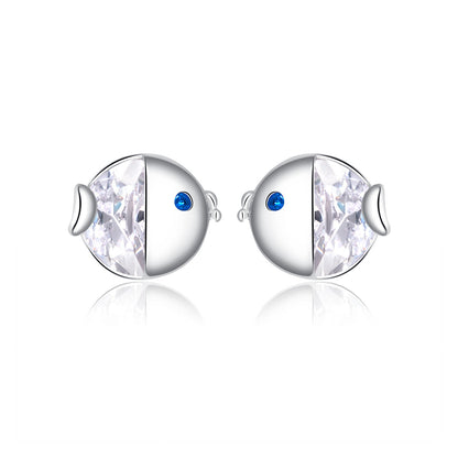 925 Sterling Silver Earrings with Pavé Setting CZ, Size 0.6*0.7cm, for Women