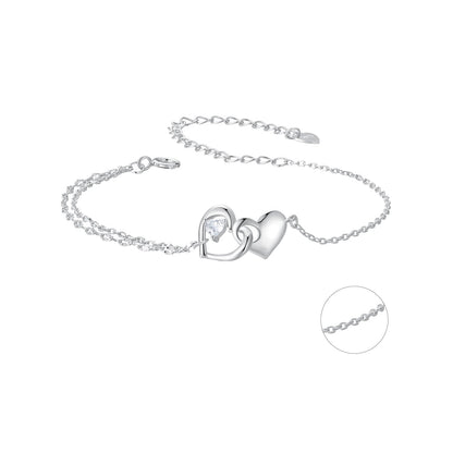 925 Sterling Silver Bracelet with Pave Setting CZ and White Gold Plating