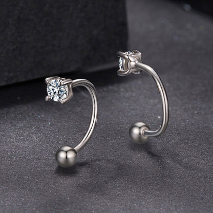 925 Sterling Silver Moissanite 0.1ct Earrings 1.3cm for Women