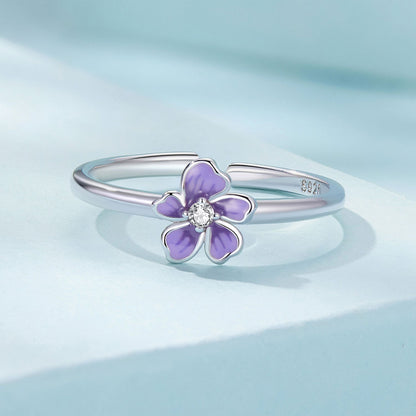 S925 Sterling Silver Enamel Plated Platinum Ring