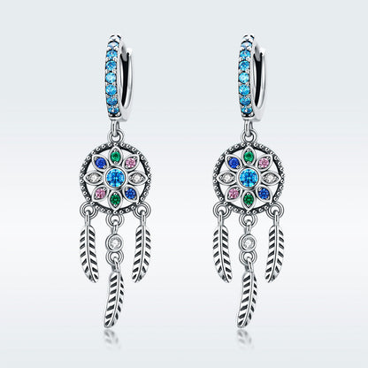 925 Sterling Silver Oxidized Silver Pavé CZ Earrings for Women, Size: 4*1 cm