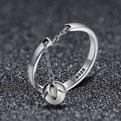 S925 Sterling Silver Ring Width 0.2CM Bead 0.6CM for Women