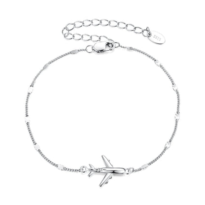 925 Sterling Silver White Gold Plated 16+5cm Bracelet with CZ Pendant for Women
