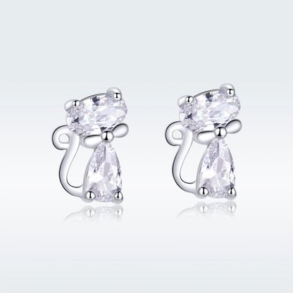 925 Sterling Silver Plated Platinum Earrings with Pavé Setting CZ for Women