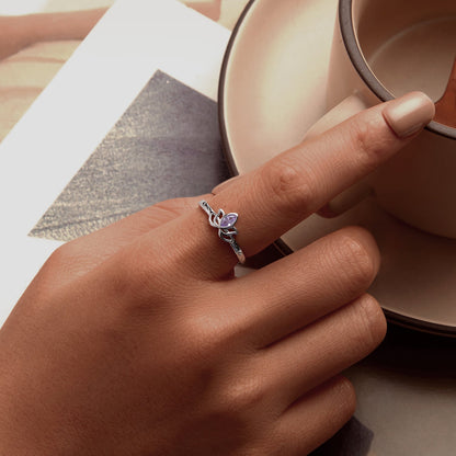 925 Sterling Silver 1.9mm Pavé Setting White Gold Plated Ring