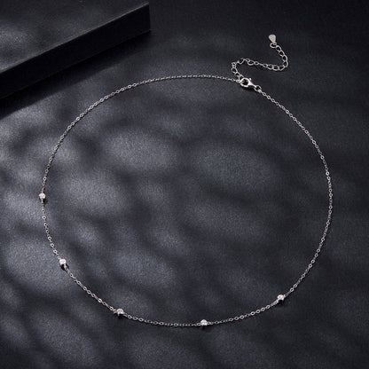 925 Sterling Silver White Gold Plated Adjustable Moissanite Necklace for Women