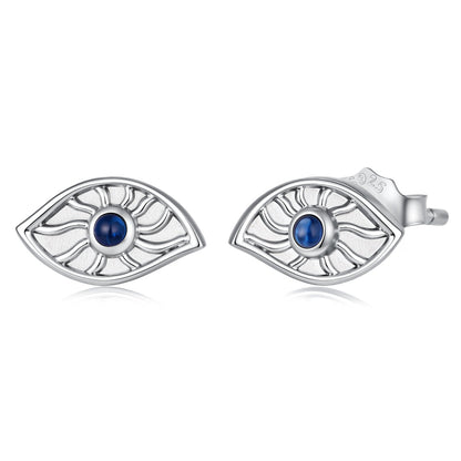 925 Sterling Silver White Gold Plated Synthetic Spinel 0.5x0.9cm Earrings for Women