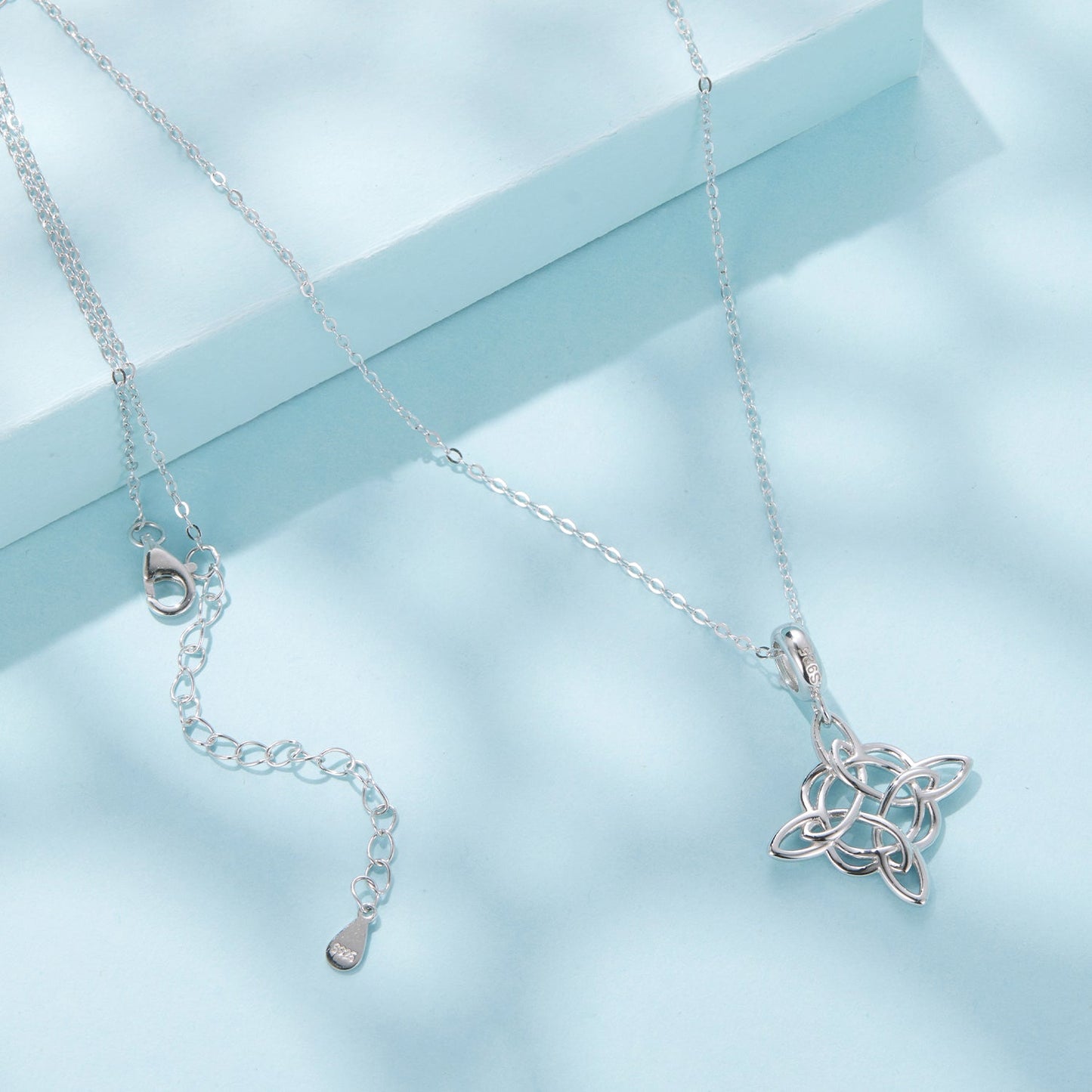925 Sterling Silver Necklace with White Gold Plating and CZ - 40+5cm for Women