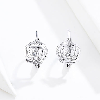 925 Sterling Silver Earrings with Pavé Setting CZ - 1.4x0.9 cm for Women