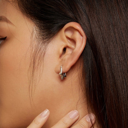 S925 Sterling Silver Earrings for Women - Oxidized Silver, 17x4mm