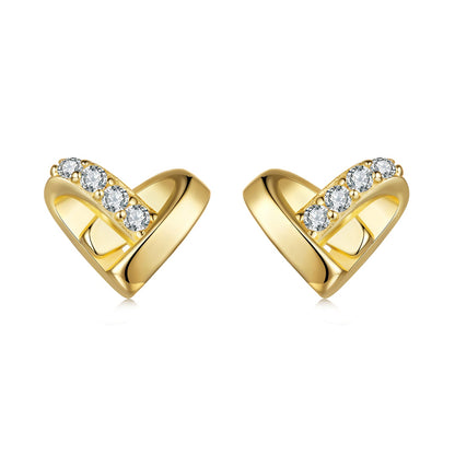 925 Sterling Silver Earrings with Pavé Setting CZ in Gold Plated