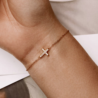 925 Sterling Silver Bracelet with Pavé Setting CZ, 155+25mm for Women