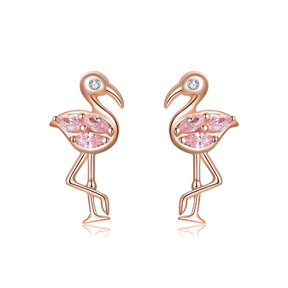 925 Sterling Silver 1.5x0.7cm Plated Rose Gold CZ Earrings for Women
