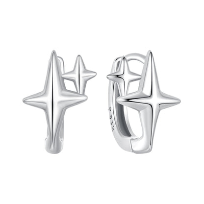 925 Sterling Silver Earrings with White Gold Plating, Size 1.2*0.9cm for Women