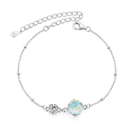 925 Sterling Silver 0.8cm CZ White Gold Plated Bracelet for Women