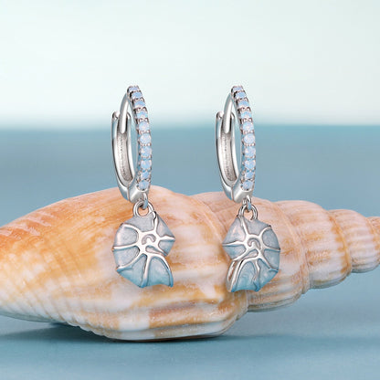 925 Sterling Silver Earrings with Nano Opal Stone and Enamel - 22x8mm