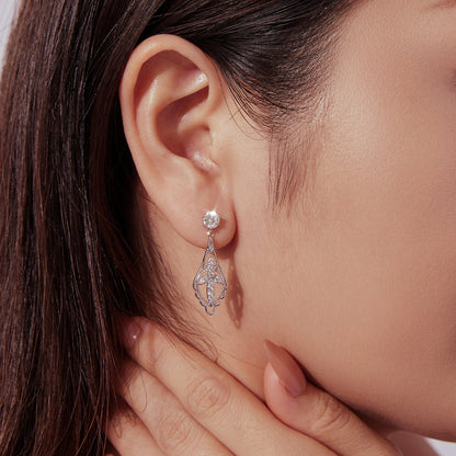 925 Sterling Silver 0.50 Carat Moissanite Earrings with White Gold Plating for Women