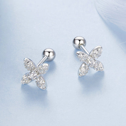 925 Sterling Silver Earrings with Pavé Setting CZ in Elegant Design