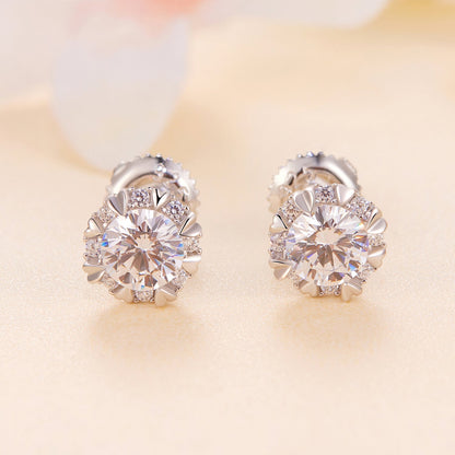 925 Sterling Silver Moissanite 0.50 Carat Earrings for Women