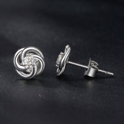 925 Sterling Silver Moissanite Earrings, 0.3cm, White Gold Plated, for Women