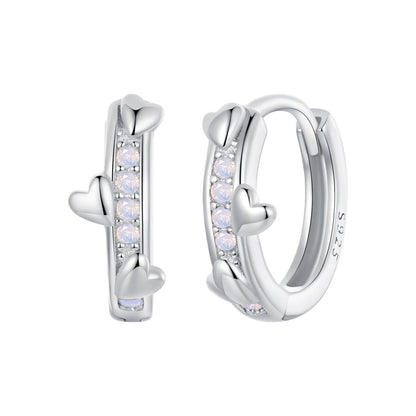 925 Sterling Silver Nano Opal Earrings for Women - White Gold Plated - 12x5mm
