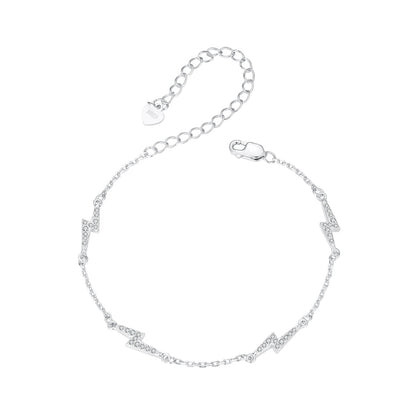 925 Sterling Silver Pave Setting CZ Bracelet with White Gold Plating