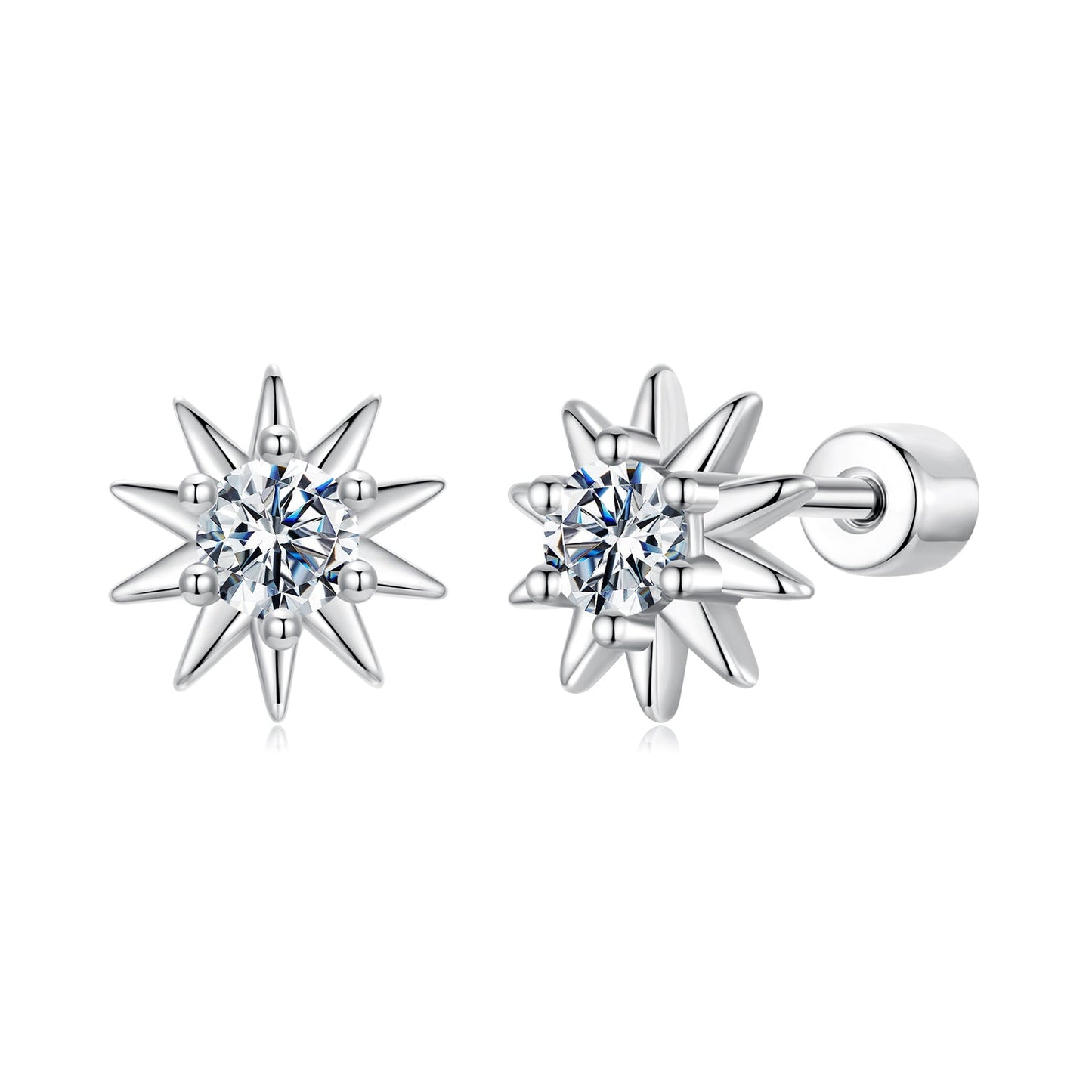 925 Sterling Silver Moissanite 0.10 Carat Earrings for Women - 0.7cm Size
